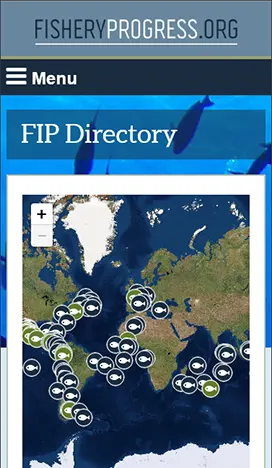 Fishery Progress Directory page (mobile version)
